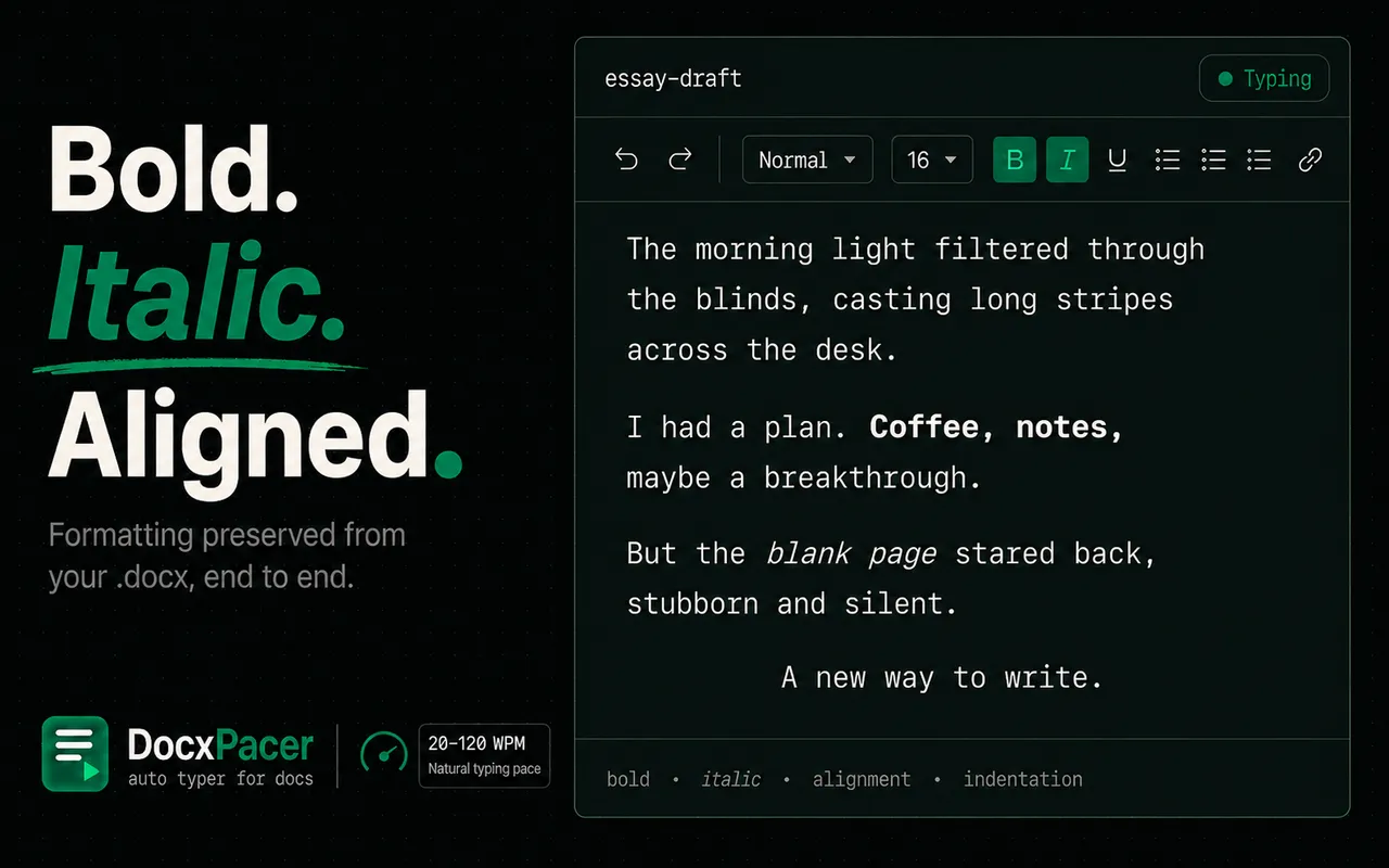 A finished document showing preserved bold, italic, and alignment formatting.